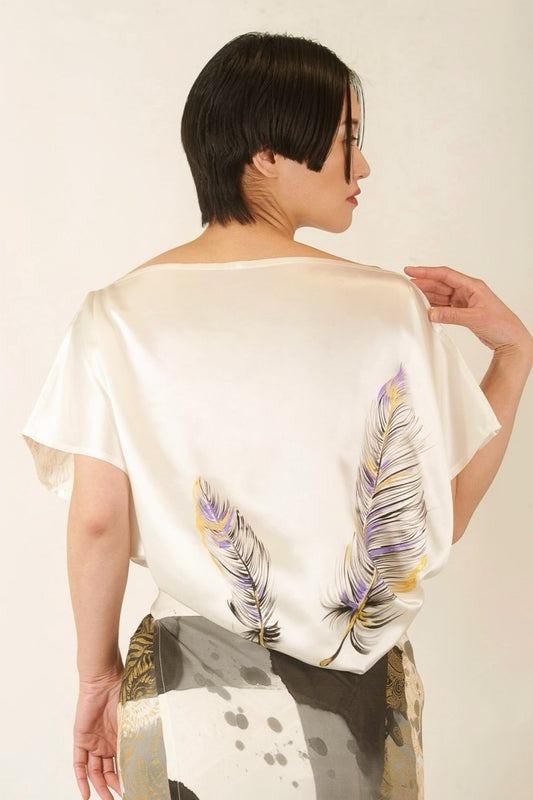 ９９売切｜ＳＩＬＫ＿Ｔｓｈｉｒｔ羽根